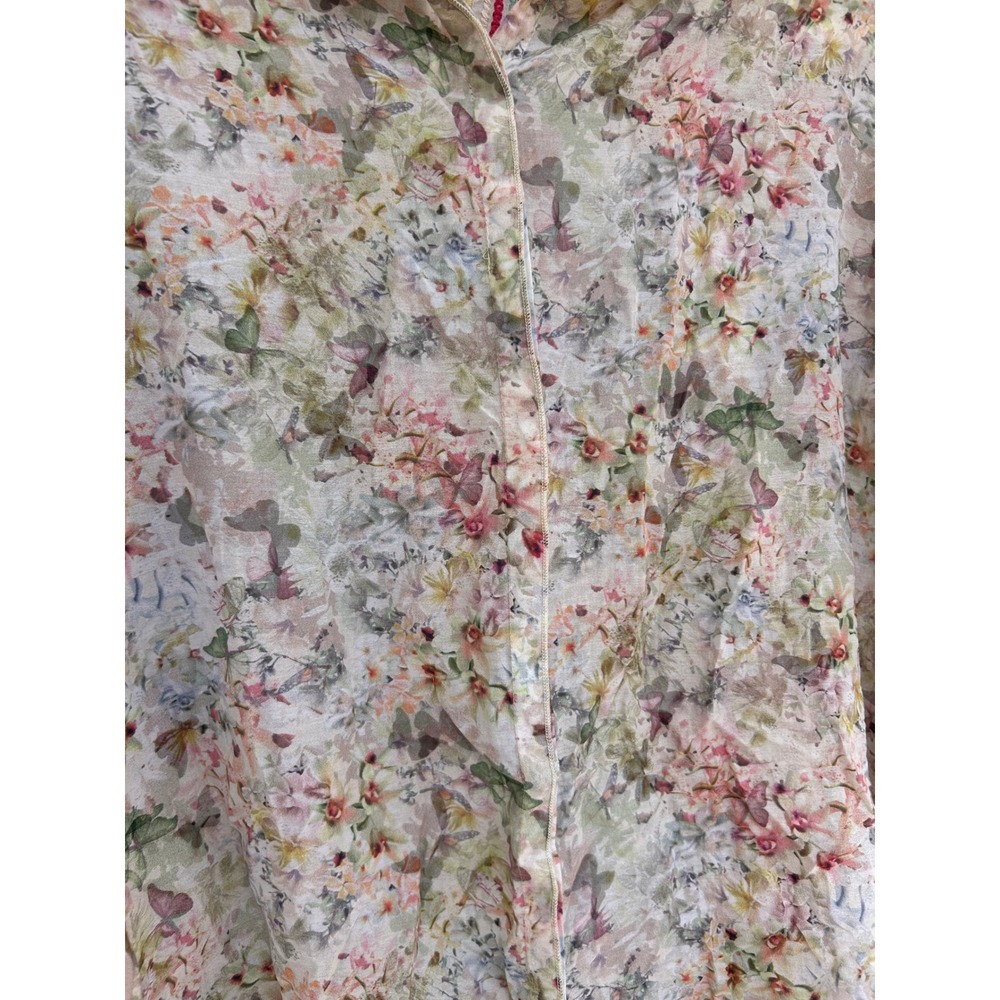 3J Workshop Johnny Was Floral Cotton Silk Lace Trim Button Down Shirt Large - Picture 5 of 14